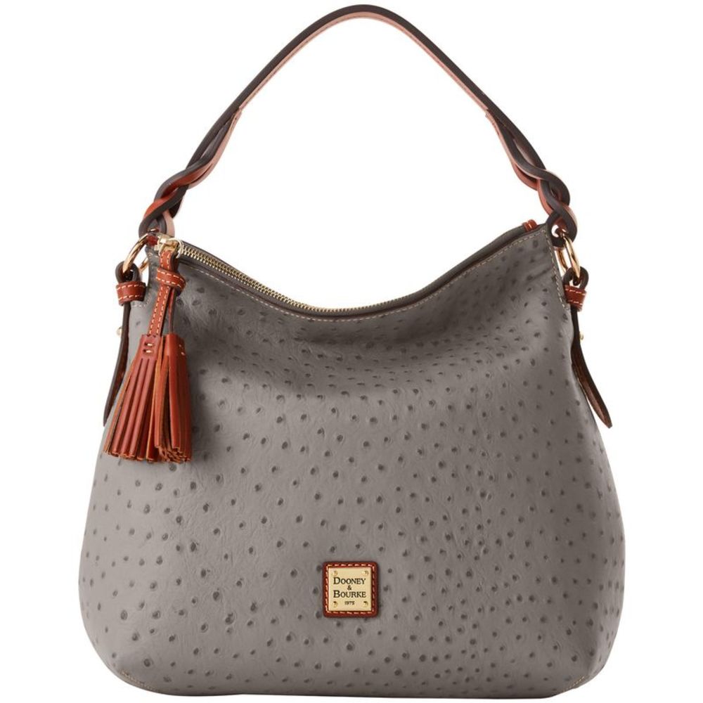 Dooney & Bourke Ostrich Twist Strap Hobo Shoulder Bag - Grey